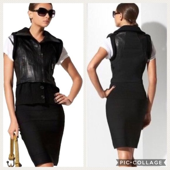 BCBGMAXAZRIA Black Lamb Leather VIGGO Vest - NWOT - Picture 2 of 9